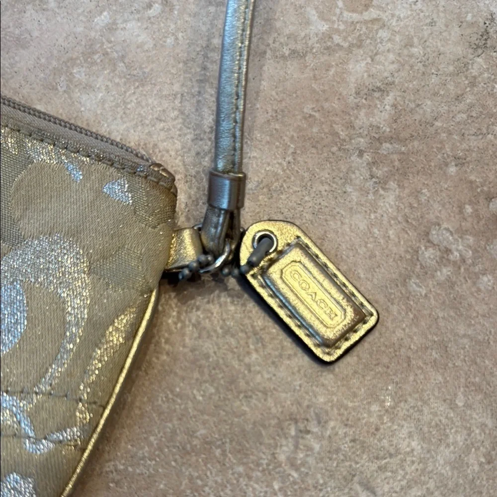 Coach Gold and Silver Signature Clutch